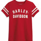 T-shirt da donna Harley-Davidson Forever Sleeve Striped rossa
