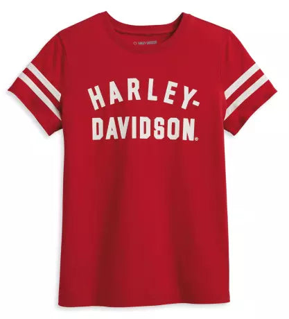 T-shirt da donna Harley-Davidson Forever Sleeve Striped rossa