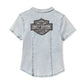 Camicia a maniche corte Essential Bling Chambray con cerniera
