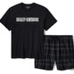Set di pantaloncini da pigiama a quadri Harley-Davidson neri