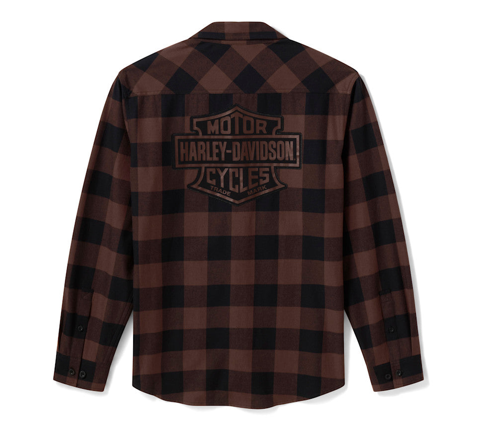 Camicia da uomo HD American Classic Buffalo Check in flanella - Caffè e nero Harley