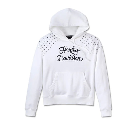 Felpa con cappuccio pullover da donna con borchie - Bright White Donna