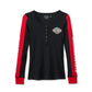 Henley con bottoni automatici Bar & Shield da donna - Colorblock - Harley Black