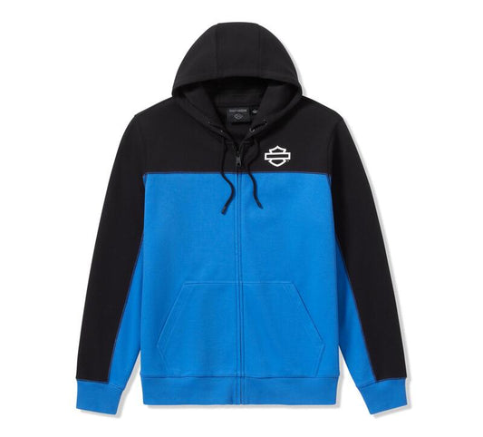 Felpa con cappuccio e zip Harley-Davidson HD Tech Gaiter nera/blu