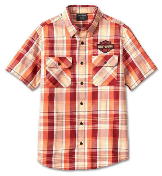 Camicia a quadri a maniche corte Bar & Shield da uomo Harley-Davidson®, Merlot