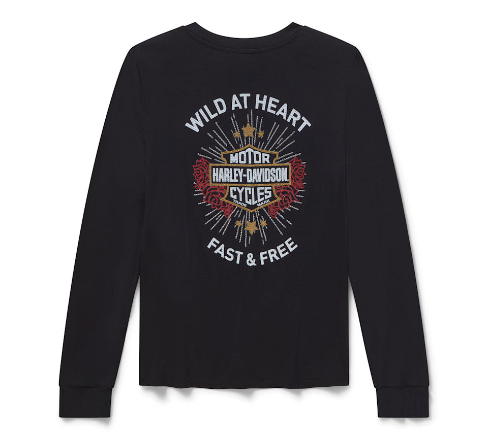Top a maniche lunghe da donna Bling Iron Rose - Harley Black