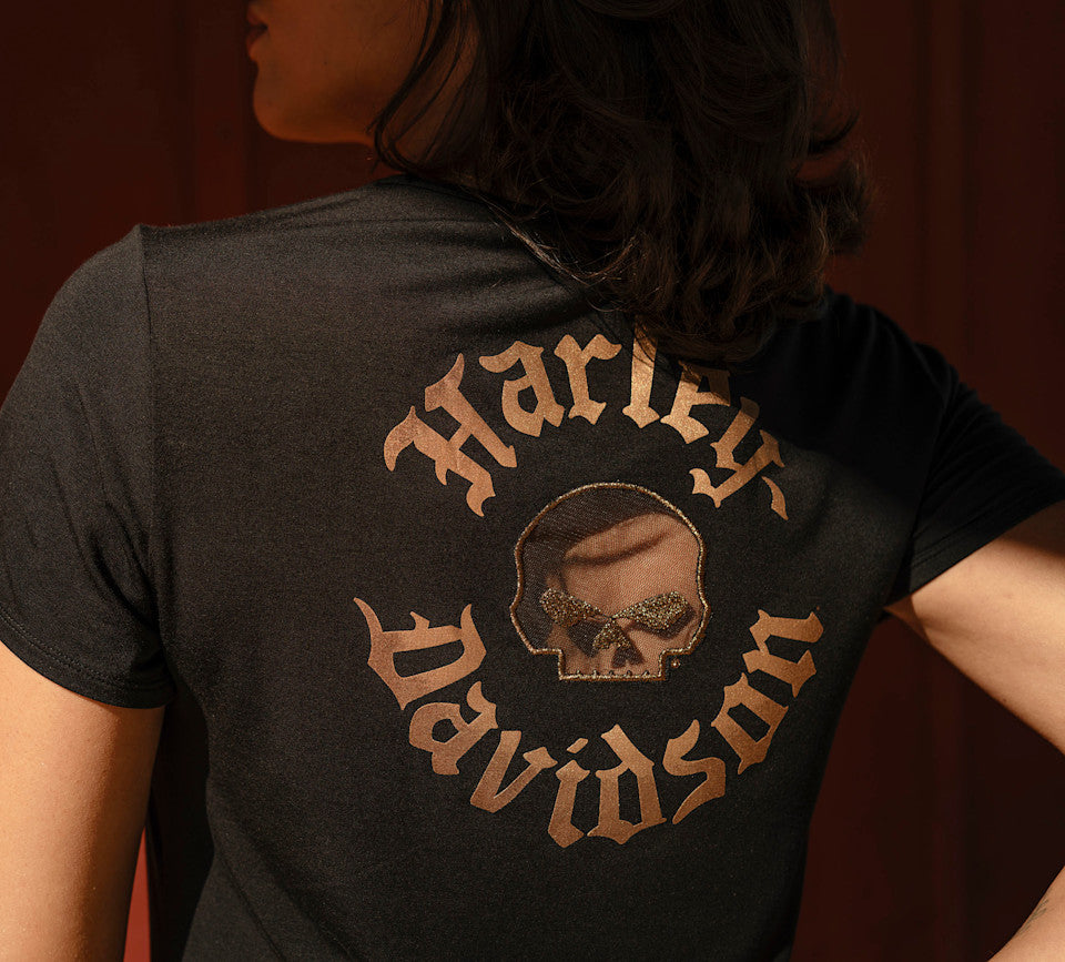 Maglietta da donna con scollo a V Willie G Skull