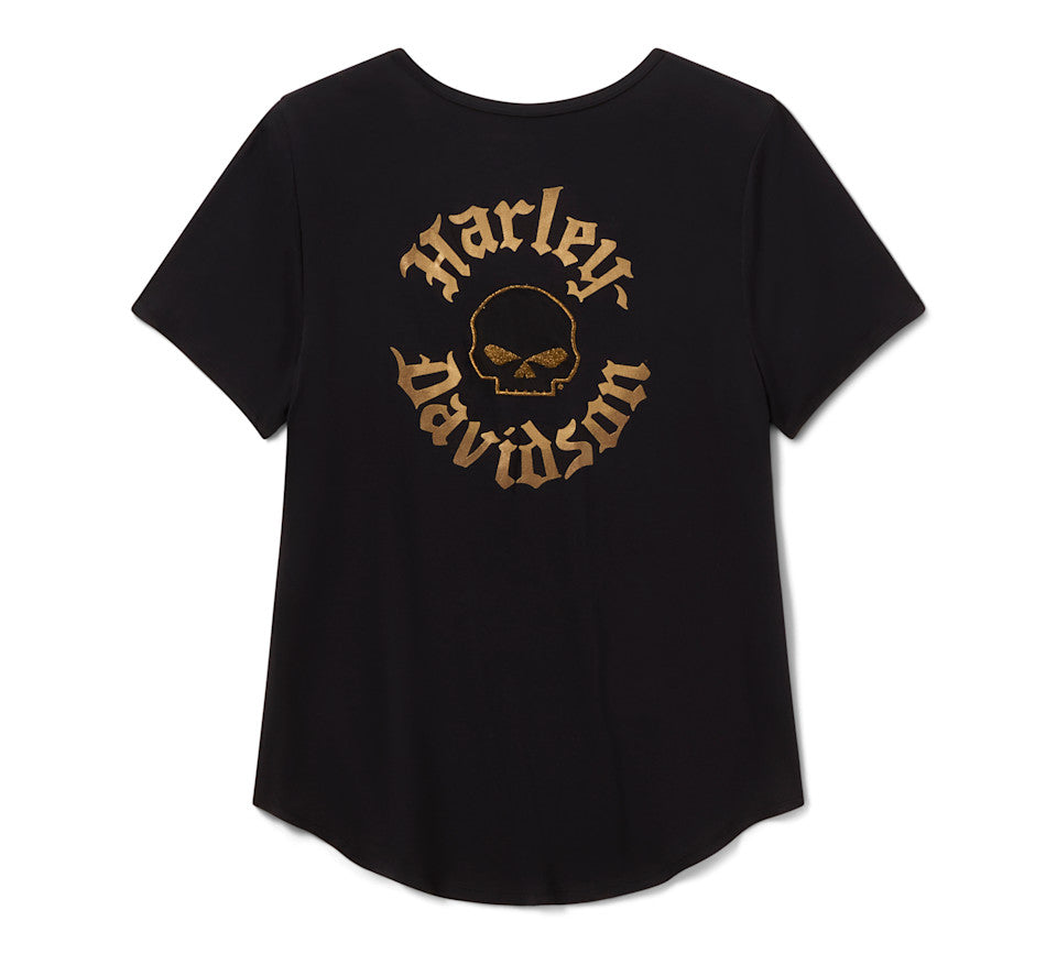 Maglietta da donna con scollo a V Willie G Skull