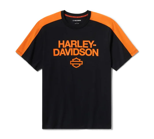 Maglietta Harley-Davidson HD Tech Coolmax nera/arancione