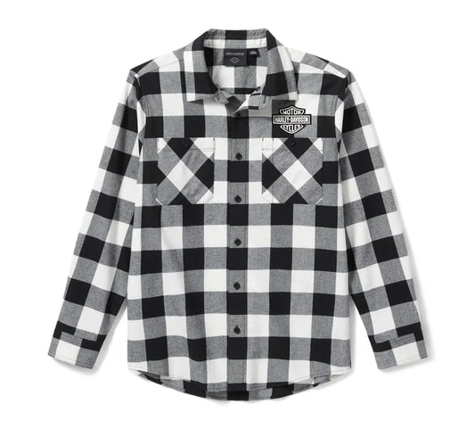 Flanella Bar & Shield Buffalo Check da uomo - Plaid - Harley Black & Cloud Dancer