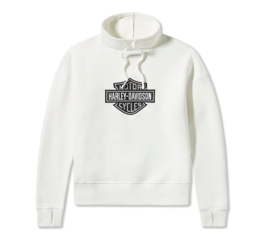 Women's Essential Bar & Shield Funnel Neck Pullover - Cloud Dancer