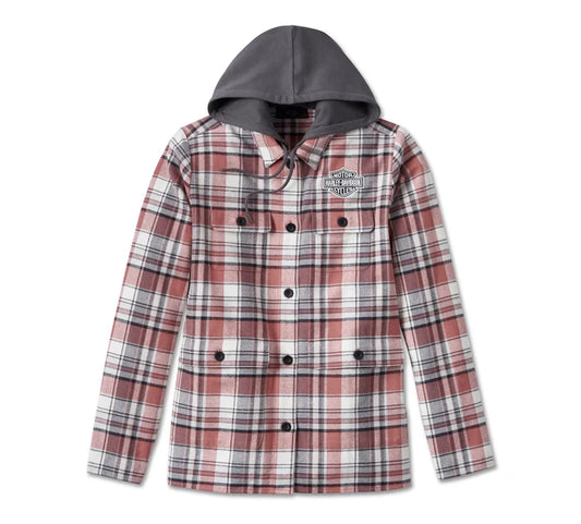 Giacca camicia con cappuccio Heritage Classic, da donna - Plaid tinto in filo - Light Mahogany