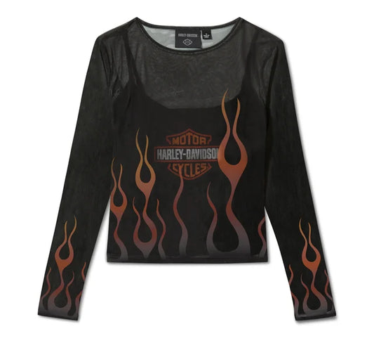 Top in rete Flames For Days da donna - Harley Black