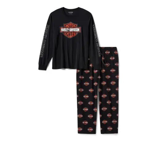 Harley-Davidson Pigiama da uomo Bar & Shield Manica lunga nero