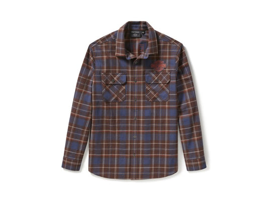 Camicia a quadri tinta in filo con scritta Racer Font da uomo