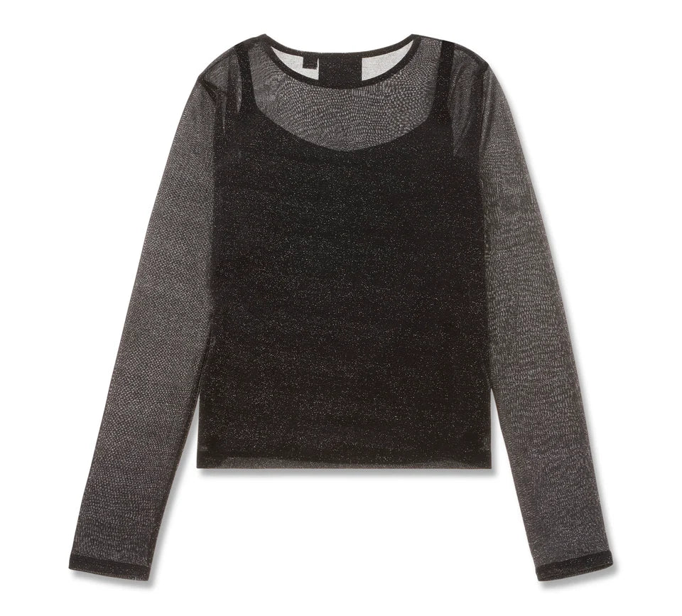 Top a manica lunga Metallic Dagger Mesh