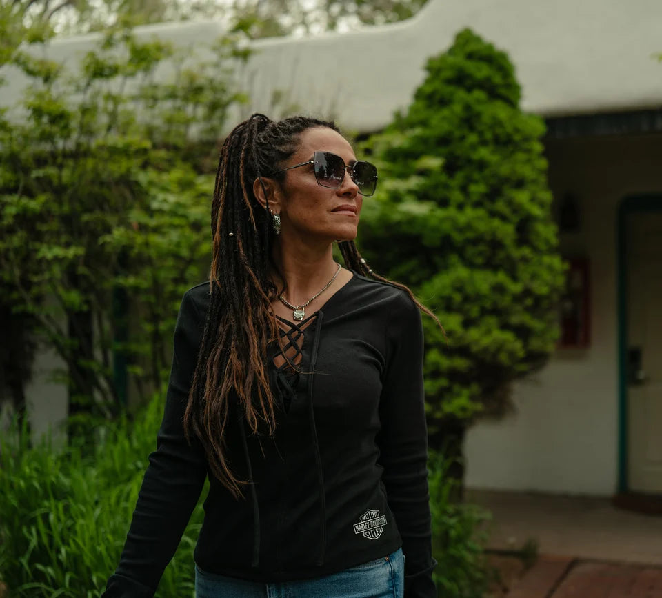 Top Lace Up a maniche lunghe - Harley Black