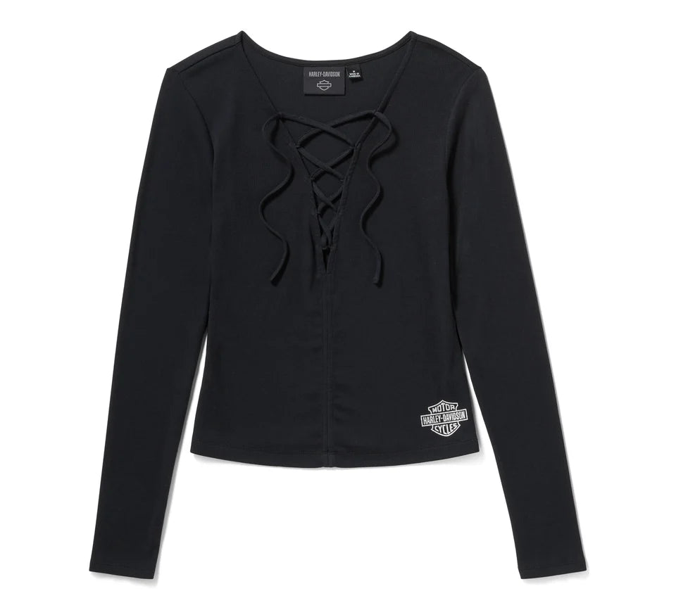 Top Lace Up a maniche lunghe - Harley Black