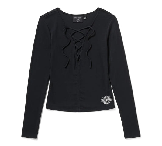 Top Lace Up a maniche lunghe - Harley Black