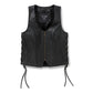 Gilet in pelle con scritte scintillanti da donna