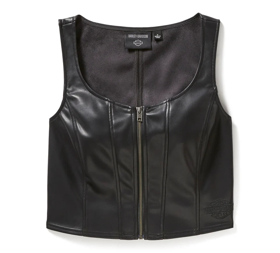 Bustino da donna in similpelle con zip