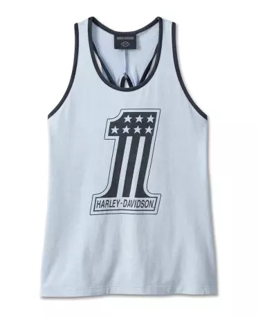 Canotta da donna Harley-Davidson National Anthem Twist Skyway blu