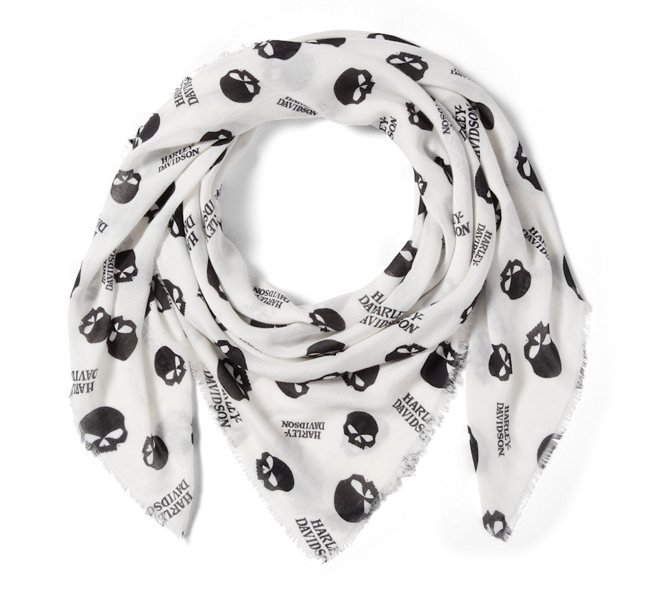 Scialle con teschio Willie G da donna - Stampa - Cloud Dancer & Harley Black