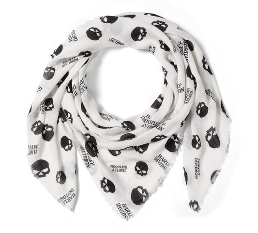 Scialle con teschio Willie G da donna - Stampa - Cloud Dancer & Harley Black