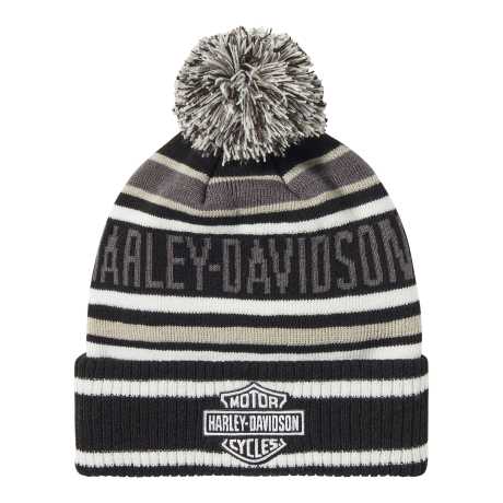 Berretto Harley-Davidson con pompon a righe bianco/nero