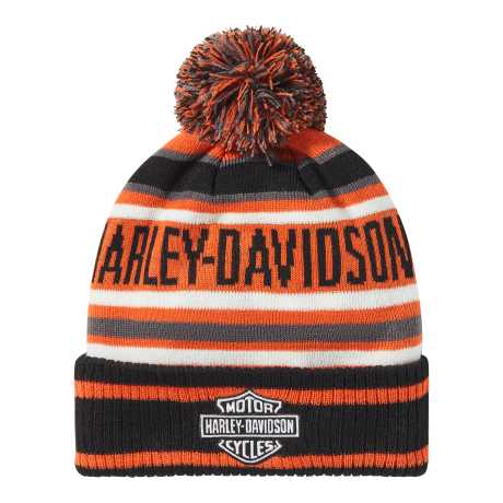 Berretto Harley-Davidson con pompon a righe arancione/nero