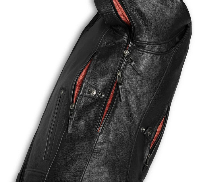 Giacca in pelle da uomo impermeabile Vanocker H-D con Triple Vent System