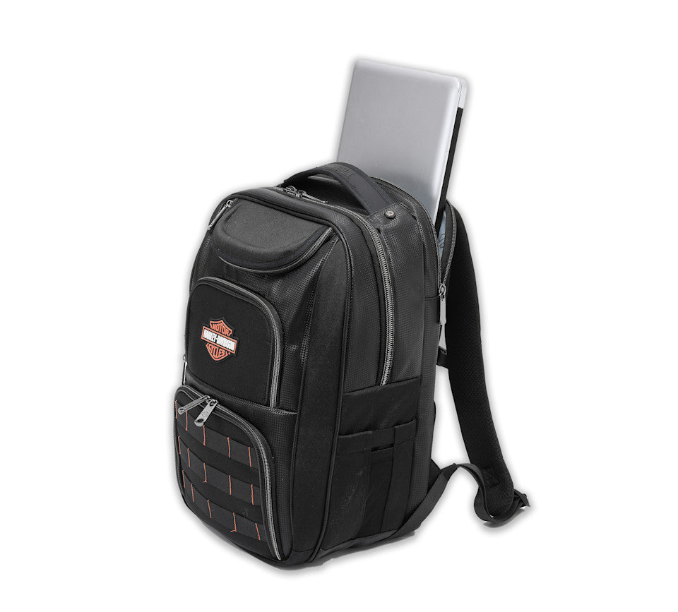 Zaino robusto Harley-Davidson® Storm 3D con logo Bar & Shield in gomma, nero
