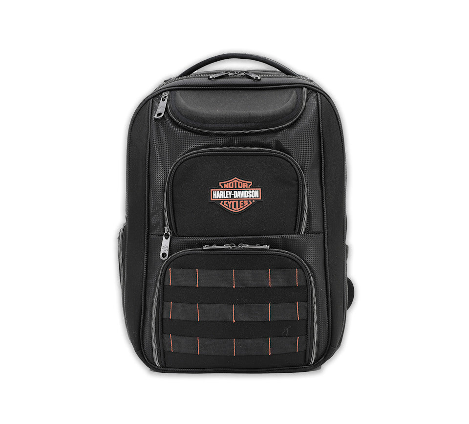 Zaino robusto Harley-Davidson® Storm 3D con logo Bar & Shield in gomma, nero