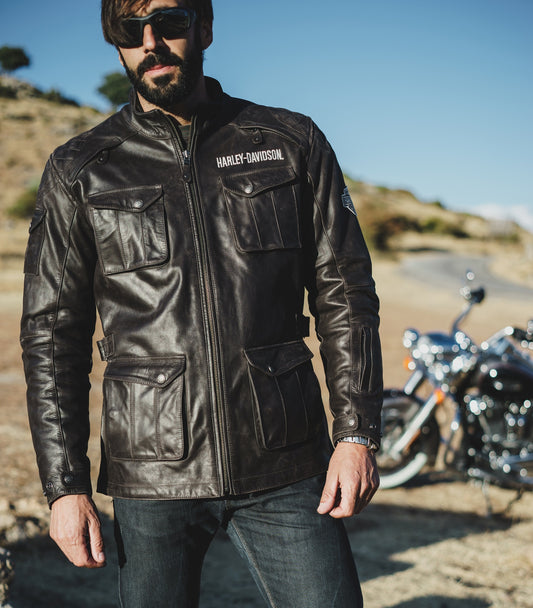 Giacca da uomo in pelle Messenger Brown Harley-Davidson