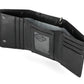 Portafoglio medio a tre ante da uomo Harley-Davidson con logo Open Bar & Shield in metallo e catena in pelle, nero