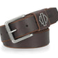 Men's Die Cut Open Bar & Shield Belt - Dark Brown