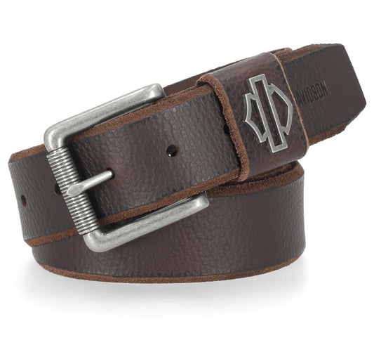 Men's Die Cut Open Bar & Shield Belt - Dark Brown