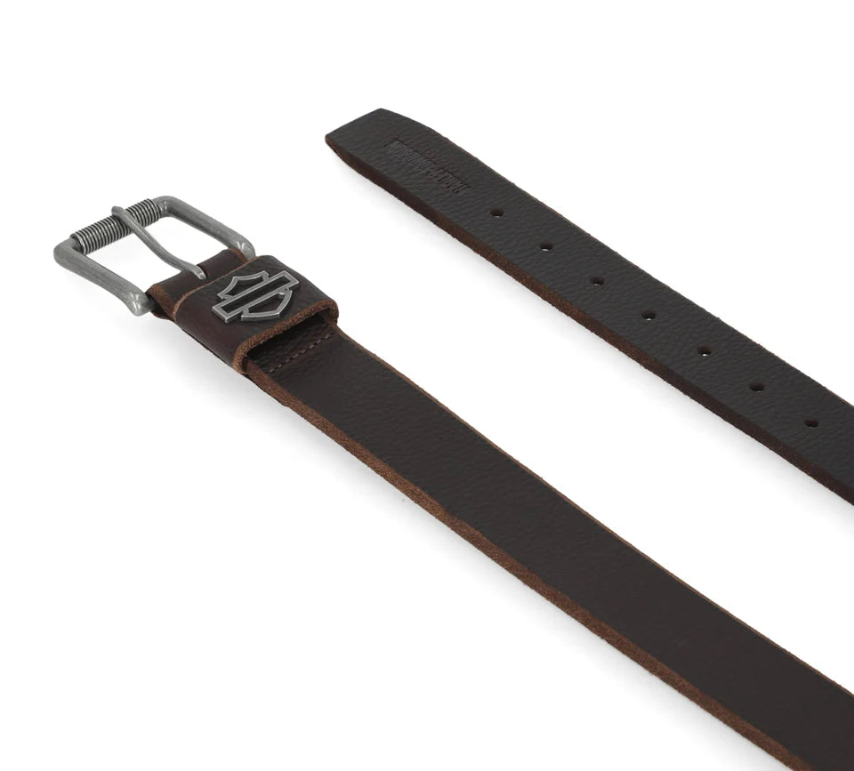 Men's Die Cut Open Bar & Shield Belt - Dark Brown