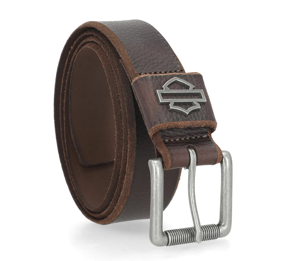 Men's Die Cut Open Bar & Shield Belt - Dark Brown