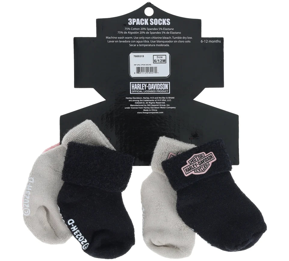 Confezione da 3 calzini per bambine in rosa antico/crema vintage