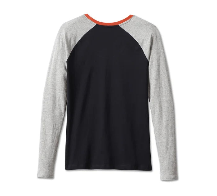 Maglia Raglan a maniche lunghe First-Class da donna - A blocchi di colore - Black Beauty