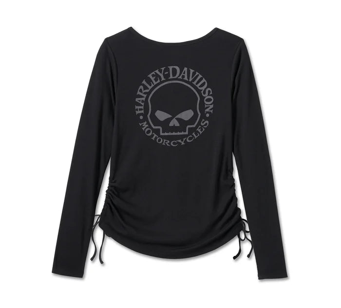 Willie G Skull Tie Notch Neck Maglia da donna