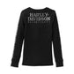 Maglia Henley a maniche lunghe con bottone a pressione frontale Willie G Skull da donna - Black Beauty