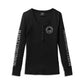 Maglia Henley a maniche lunghe con bottone a pressione frontale Willie G Skull da donna - Black Beauty