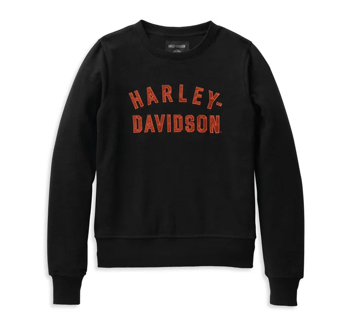 Felpa da donna Harley-Davidson Essence Appliqué Crewneck nera