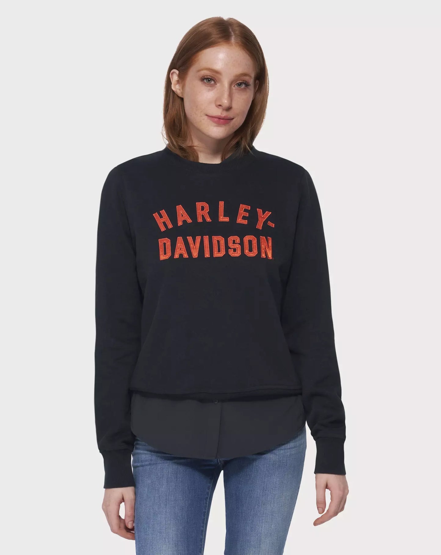 Felpa da donna Harley-Davidson Essence Appliqué Crewneck nera