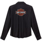 Camicia a maniche lunghe da donna Harley-Davidson con logo Bar & Shield in tessuto Bling