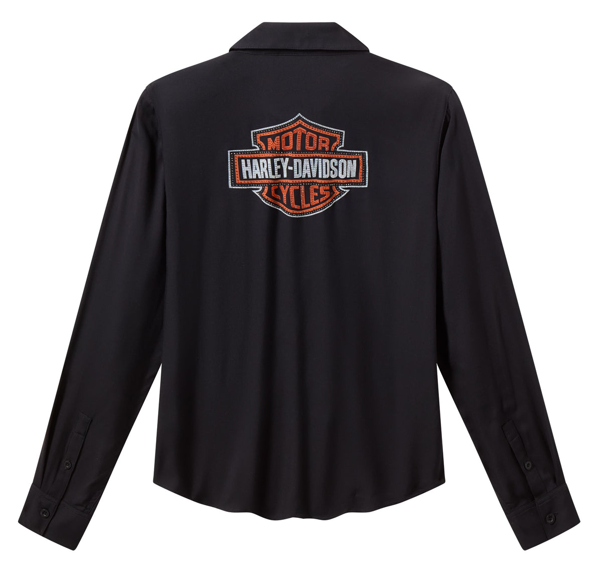 Camicia a maniche lunghe da donna Harley-Davidson con logo Bar & Shield in tessuto Bling