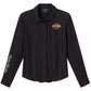 Camicia a maniche lunghe da donna Harley-Davidson con logo Bar & Shield in tessuto Bling