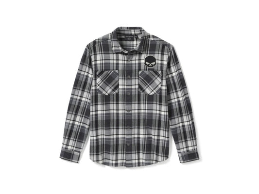 Camicia a maniche lunghe con motivo a quadri e teschio Willie G™ da uomo